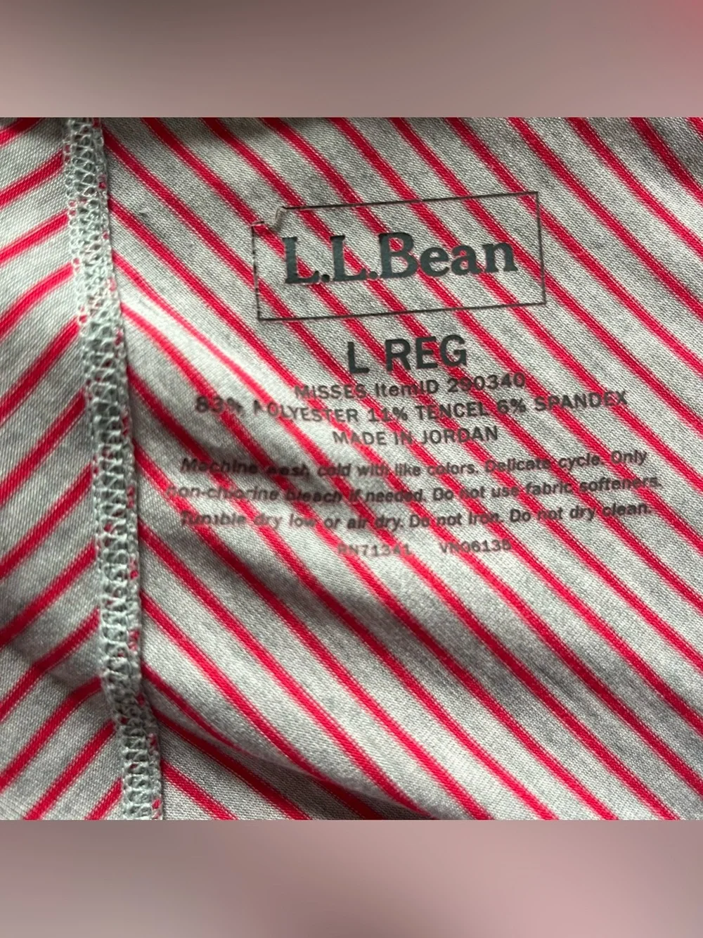 L.L. Bean Red & Gray Striped Open-Front Draped Cardigan